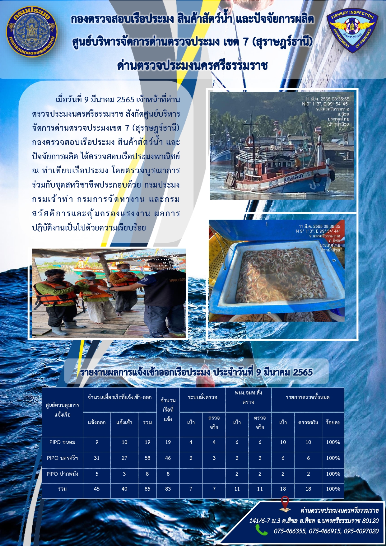 รายงานการปฏิบัติงาน ประจำวันที่ 10 มีนาคม 2565..คลิก