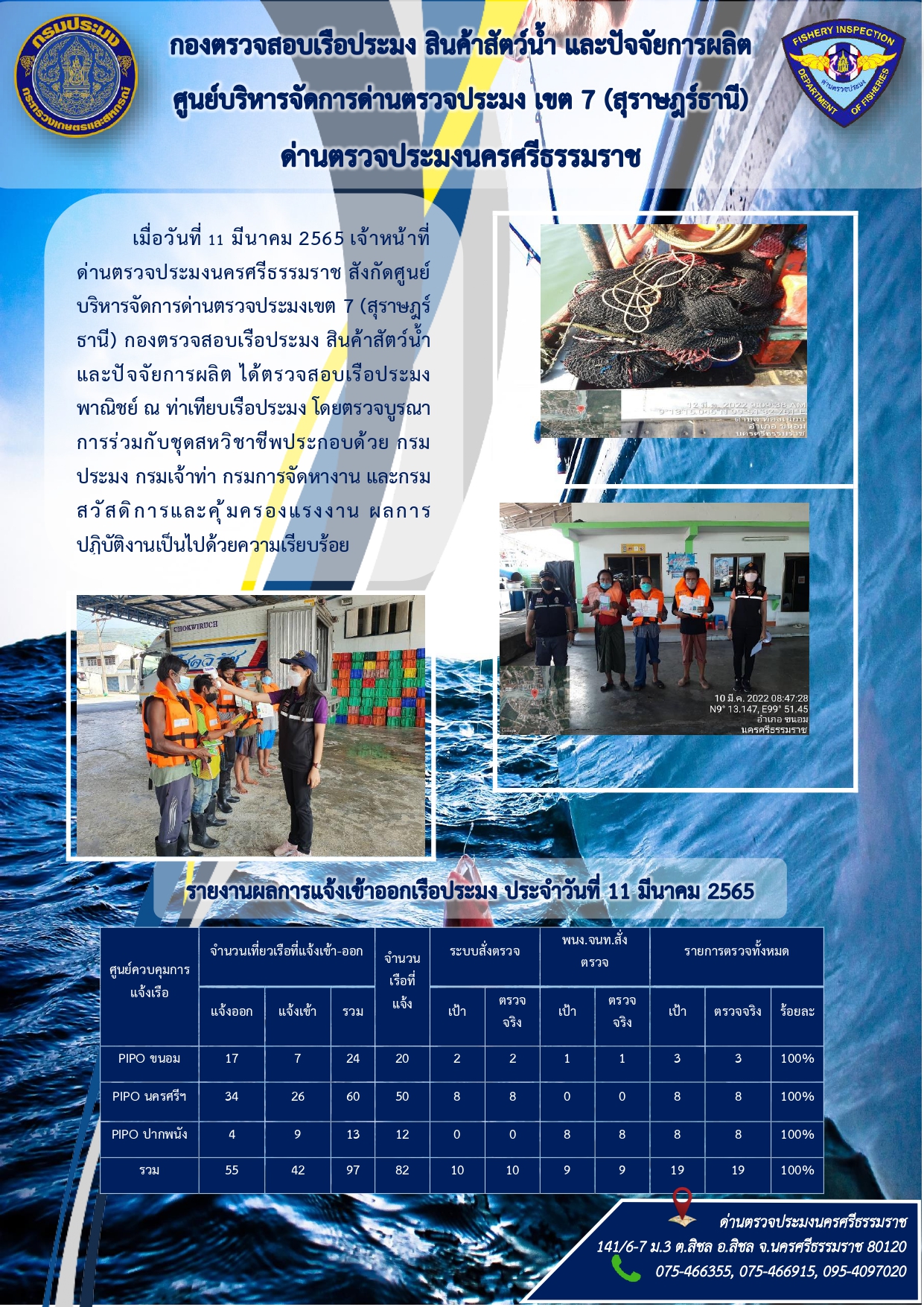 รายงานการปฏิบัติงาน ประจำวันที่ 11 มีนาคม 2565..คลิก