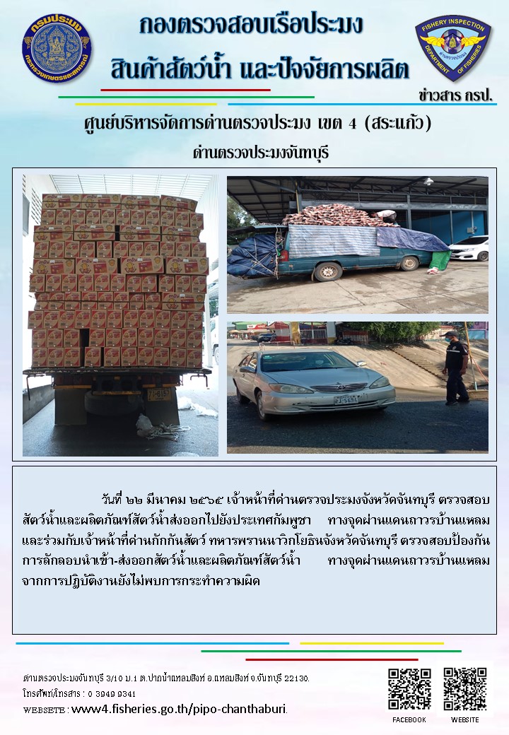 รายงานการปฏิบัติงานประจำวันที่ 22 มีนาคม 2565..คลิก