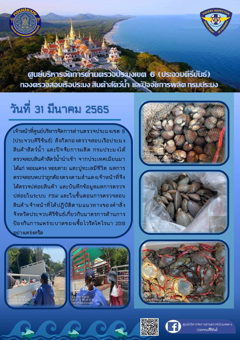 สินค้าสัตว์น้ำนำเข้าจากประเทศเมียนมา