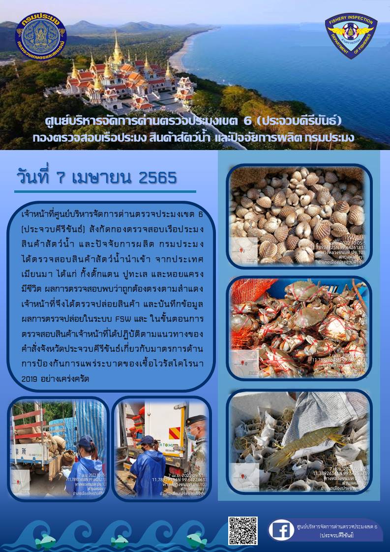 สินค้าสัตว์น้ำนำเข้าจากประเทศเมียนมา