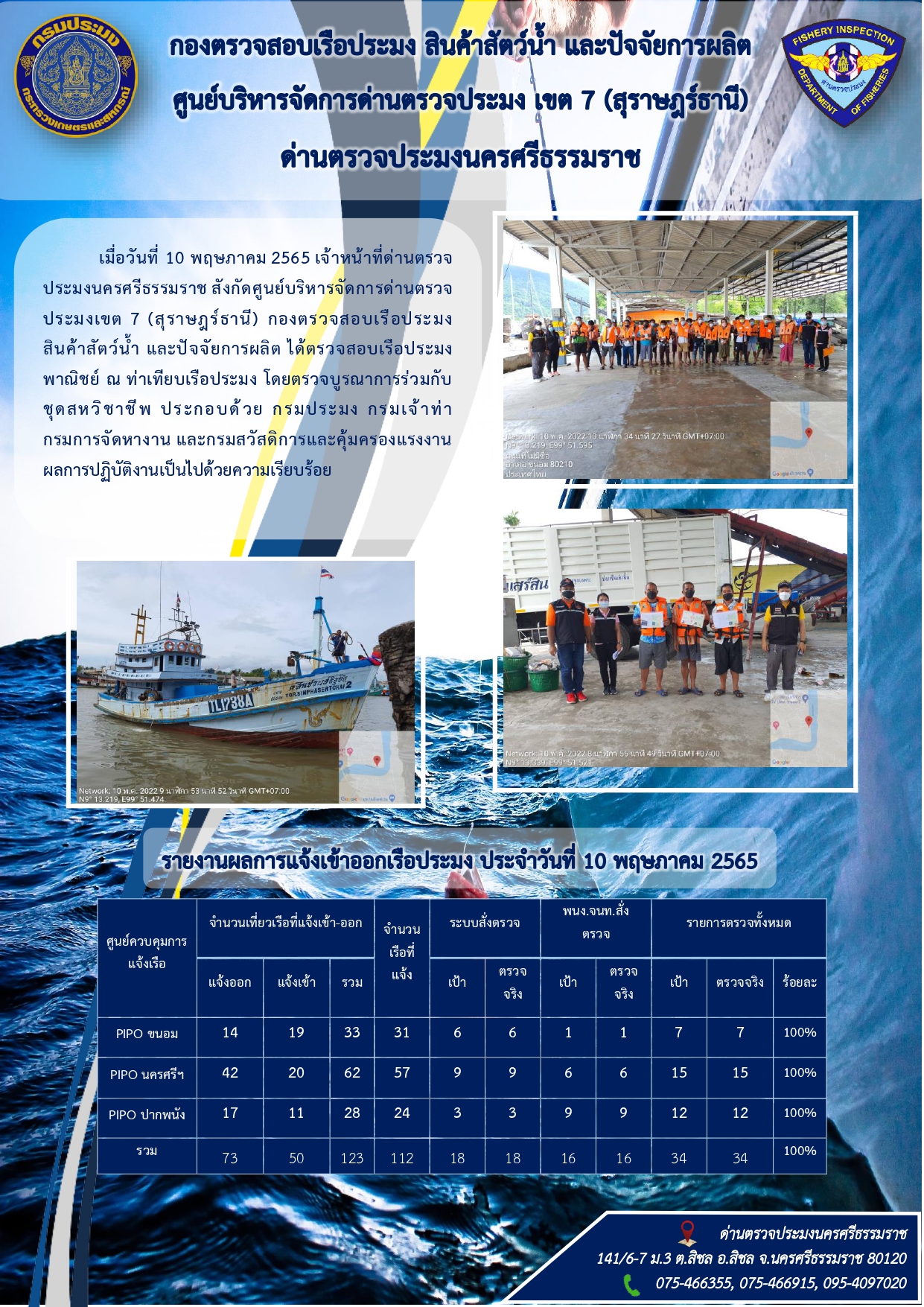 รายงานการปฏิบัติงาน ประจำวันที่ 10 พฤษภาคม 2565..คลิก