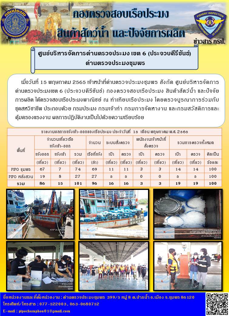 ข่าวสารการปฎิบัติงานประจำวันที่ 15 พฤษภาคม 2565..คลิก