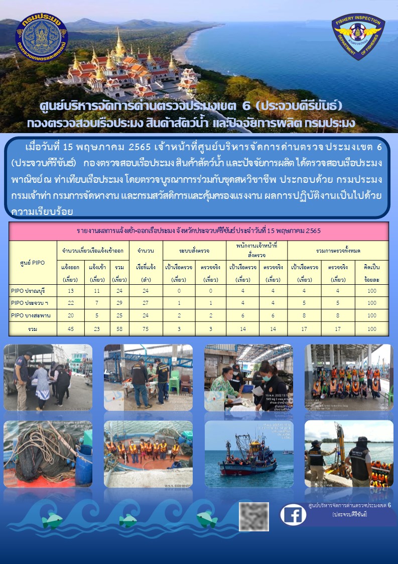 ตรวจสอบเรือประมงพานิชย์ ณ ท่าเทียบเรือประมง..คลิก