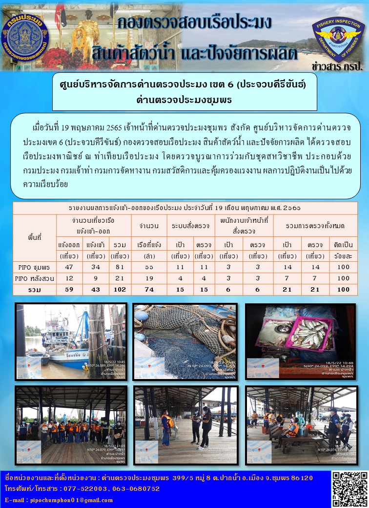 ข่าวสารการปฎิบัติงานประจำวันที่ 19 พฤษภาคม 2565..คลิก