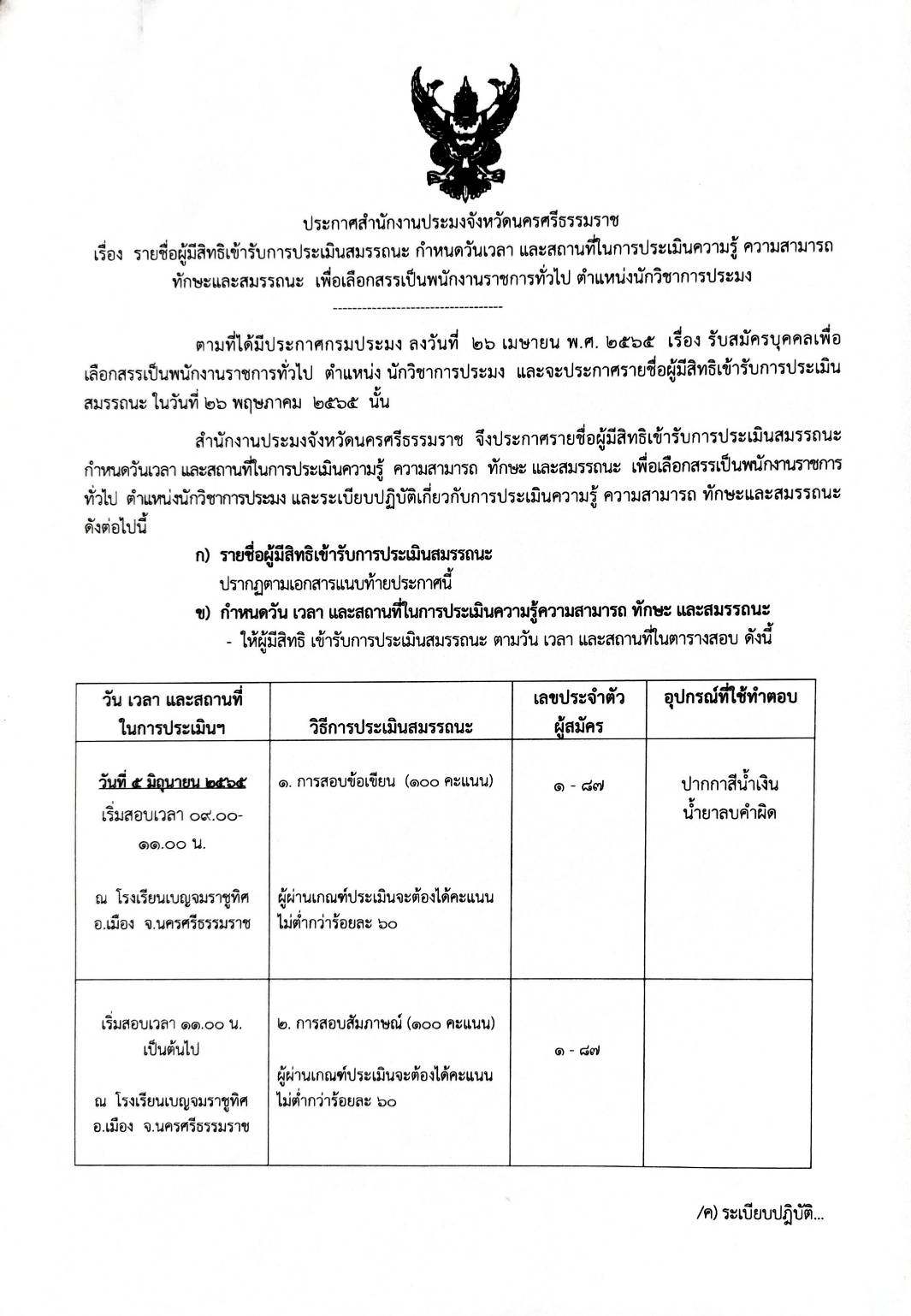 ประกาศสำนักงานประมงจังหวัดนครศรีธรรมราช..คลิก