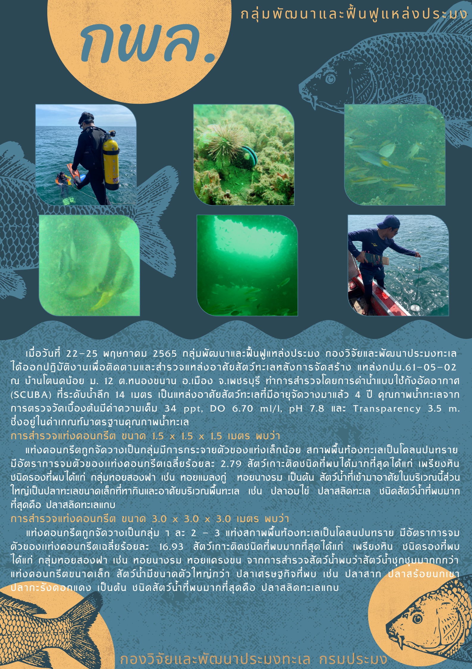 ติดตามและสำรวจแหล่งอาศัยสัตว์ทะเลหลังการจัดสร้าง..คลิก