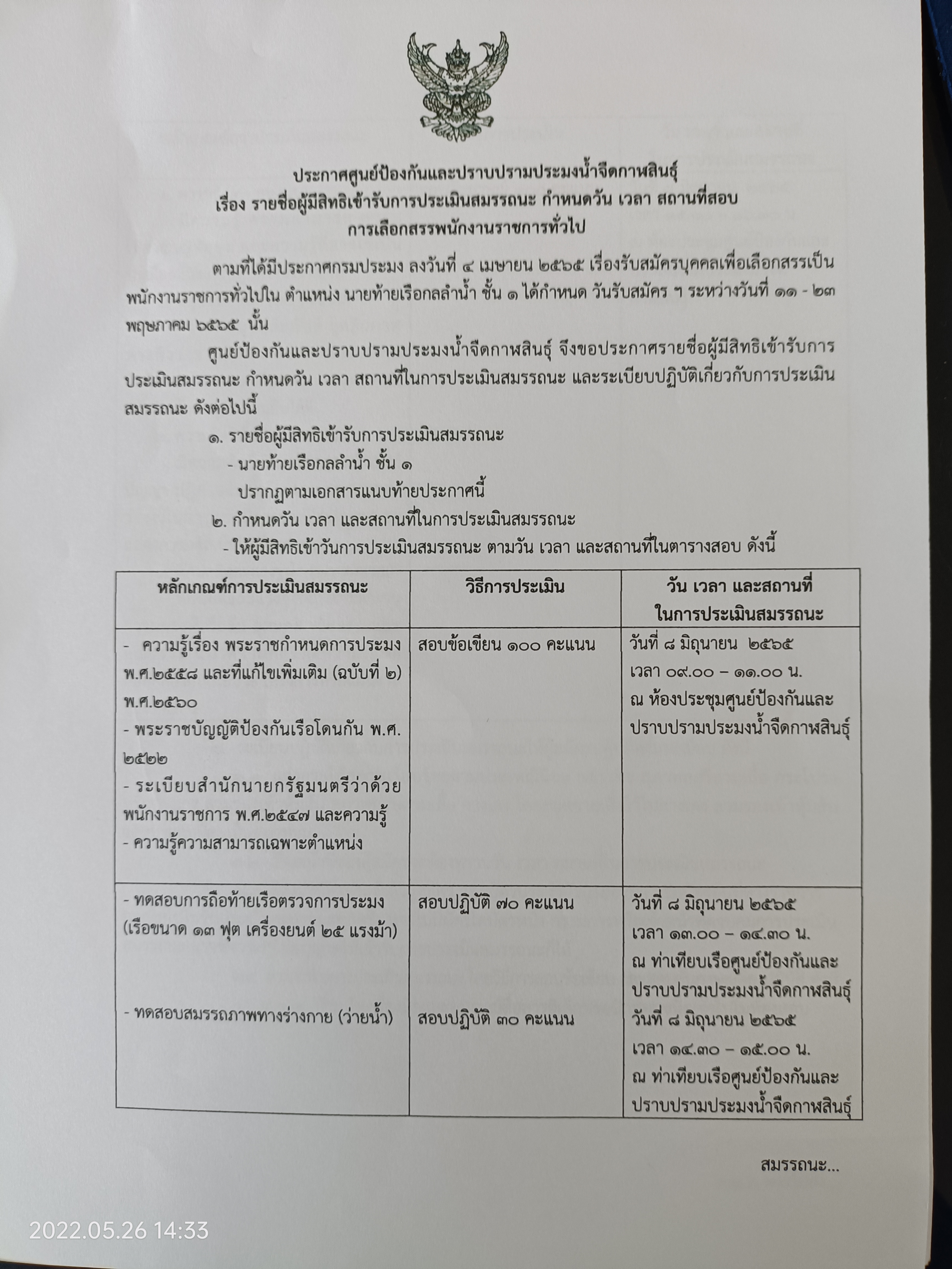 ประกาศรายชื่อผู้มีสิทธิสอบพนักงานราชการ..คลิก