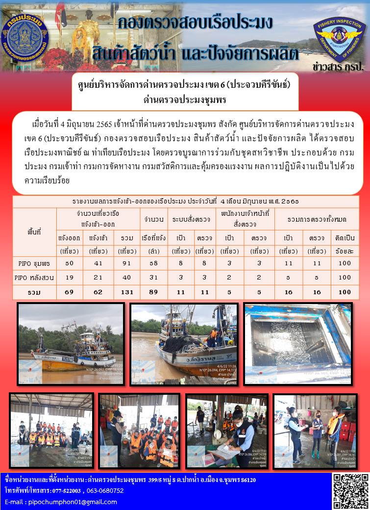 ข่าวสารการปฎิบัติงานประจำวันที่ 4 มิถุนายน 2565..คลิก