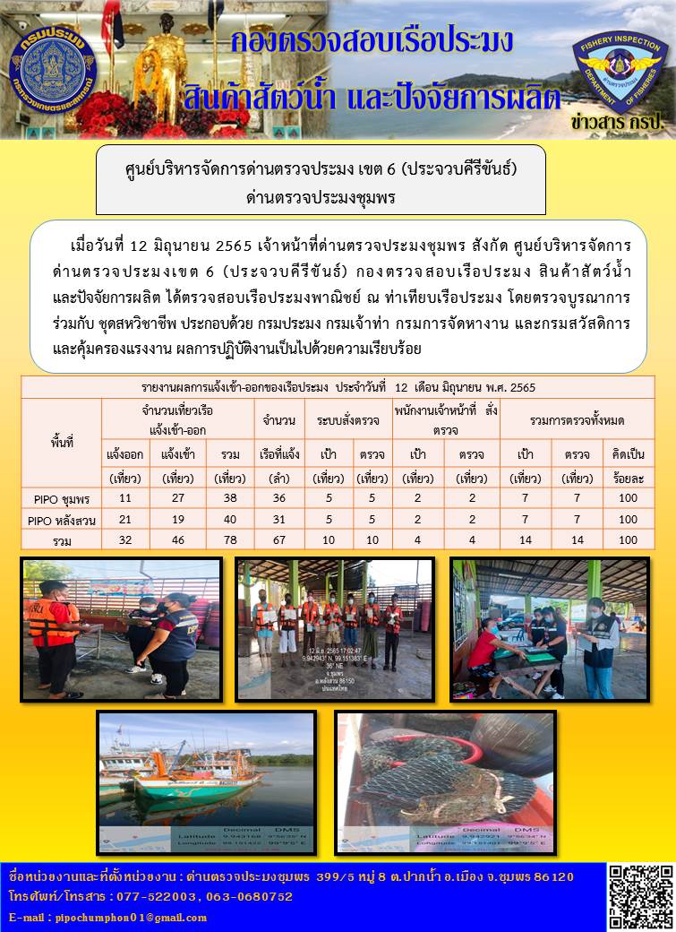 ข่าวสารการปฎิบัติงานประจำวันที่ 12 มิถุนายน 2565..คลิก