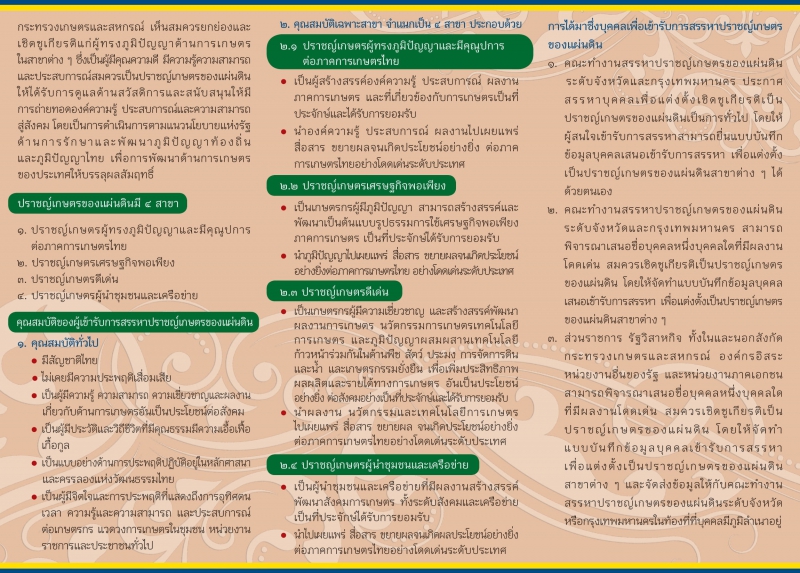 กองตรวจราชการขอความร่วมมือในการเผยแพร่ประชาสัมพันธ์การสรรหาปราชญ์เกษตรของแผ่นดินให้หน่วยงานในสังกัด หากหน่วยงานพิจารณาแล้วมีบุคคลผลงานโดดเด่น สมควรได้รับการเชิดชูเกียรติเป็นปราชญ์เกษตรของแผ่นดินในสาขาต่าง ๆ..คลิก