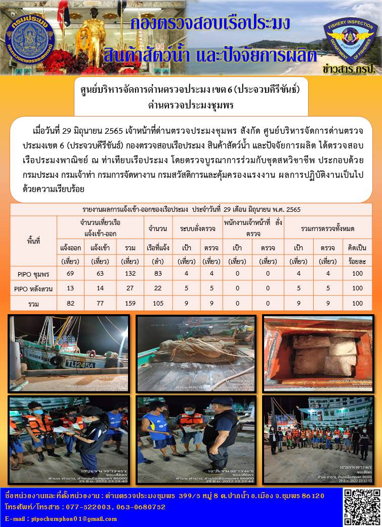 ข่าวสารการปฎิบัติงานประจำวันที่ 29 มิถุนายน 2565