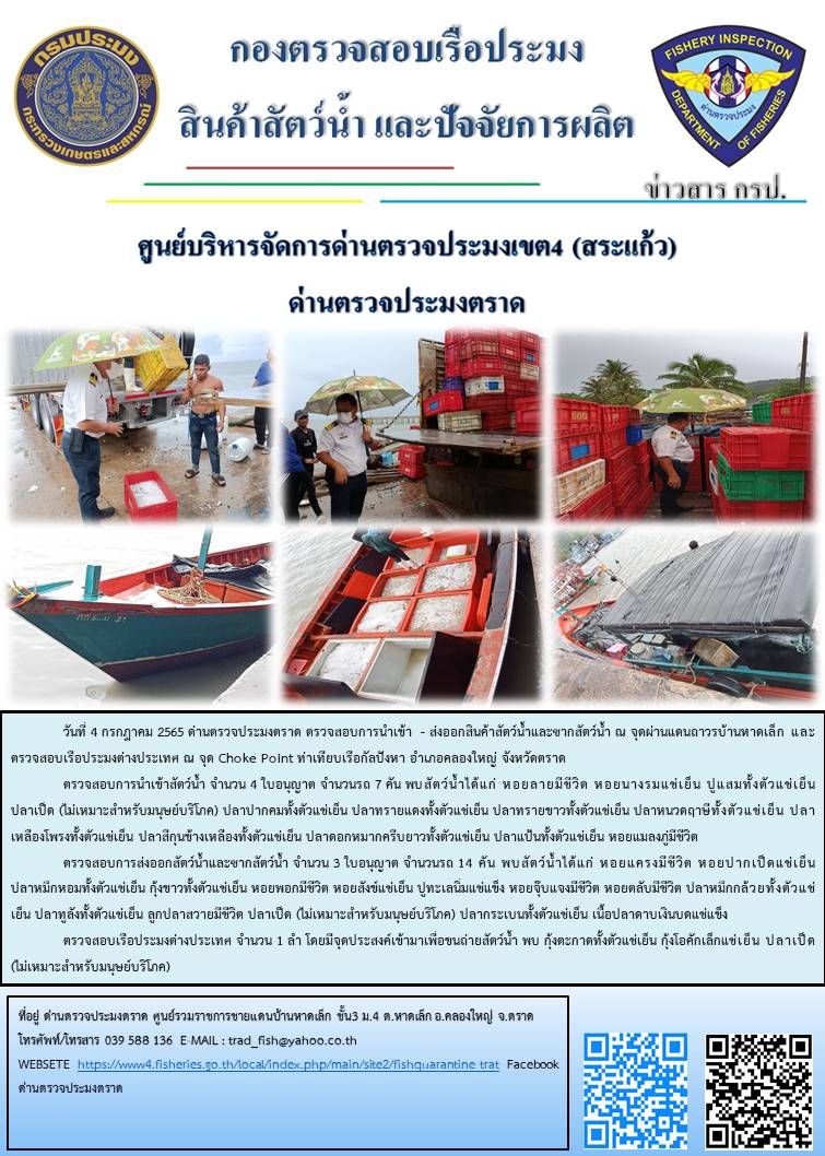 ผลการปฏิบัติงานประจำวันที่ 4 กรกฏาคม 2565..คลิก