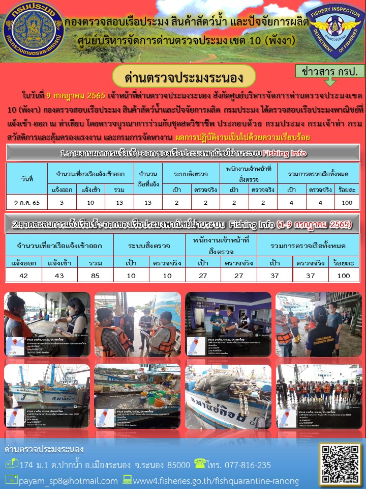 ตรวจสอบเรือประมงพาณิชย์ ณ ท่าเทียบเรือประมง..คลิก