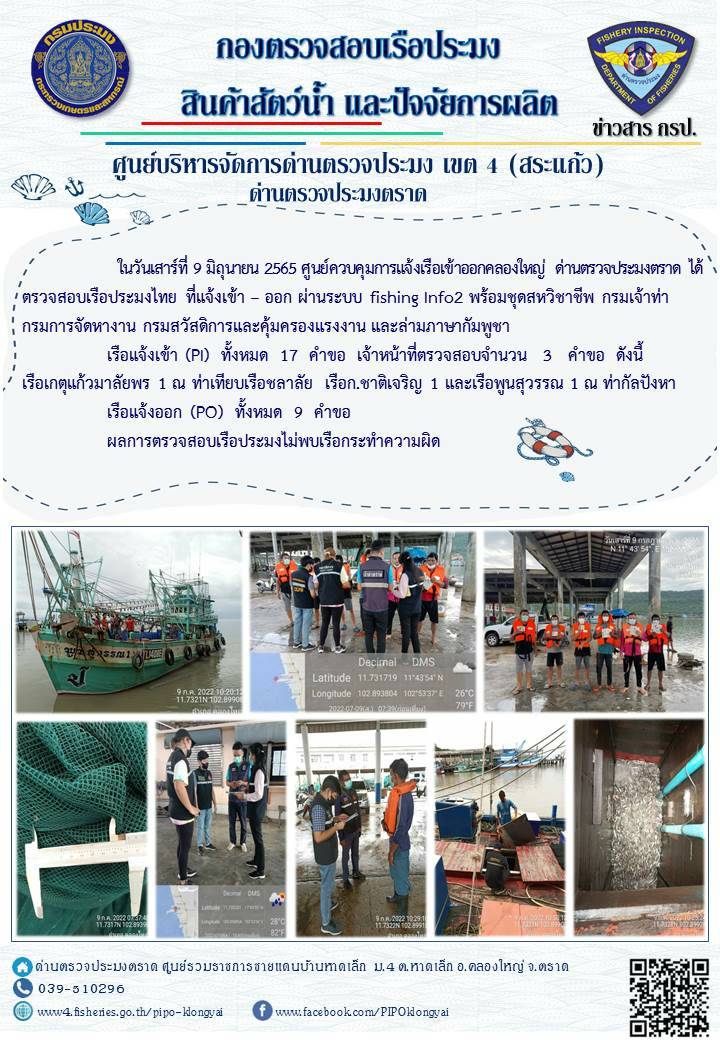 ผลการปฏิบัติงานประจำวันที่ 9 กรกฏาคม 2565..คลิก
