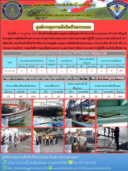 ตรวจสอบเรือประมงพาณิชย์ ณ ท่าเทียบเรือประมง..คลิก