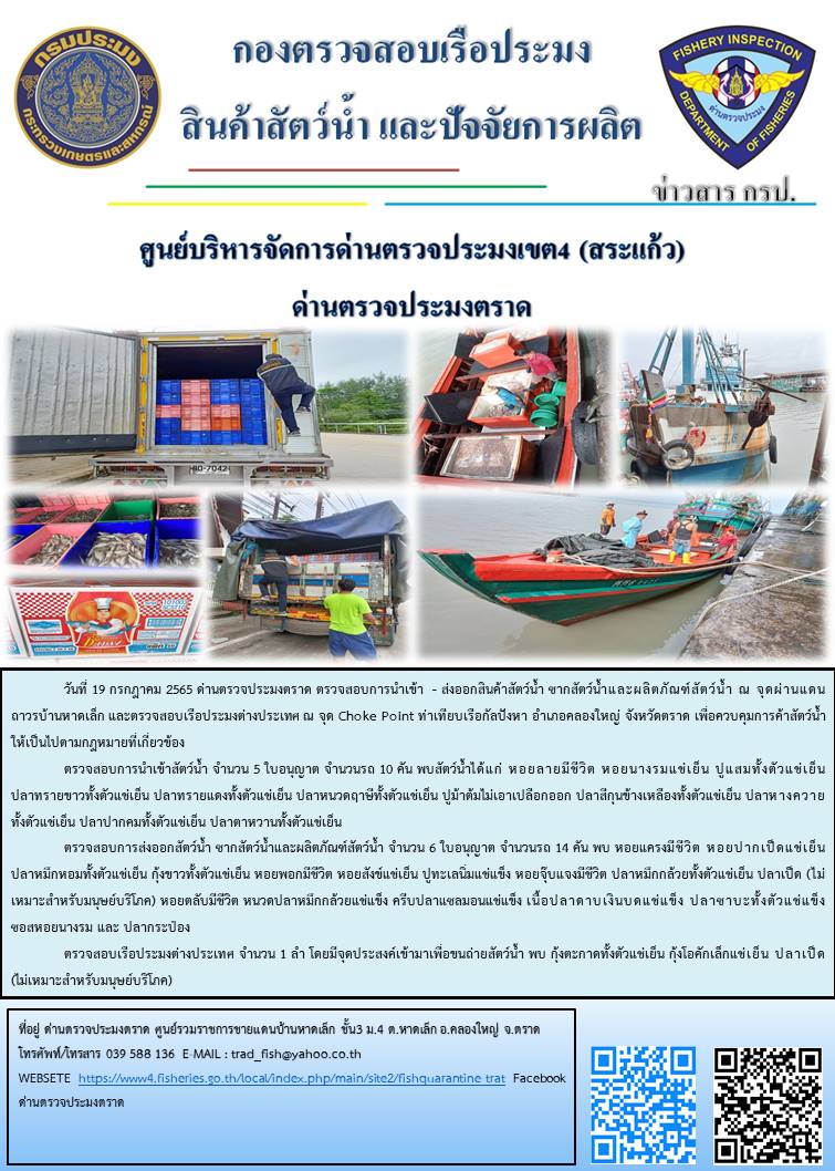 ผลการปฏิบัติงานประจำวันที่ 19 กรกฏาคม 2565..คลิก