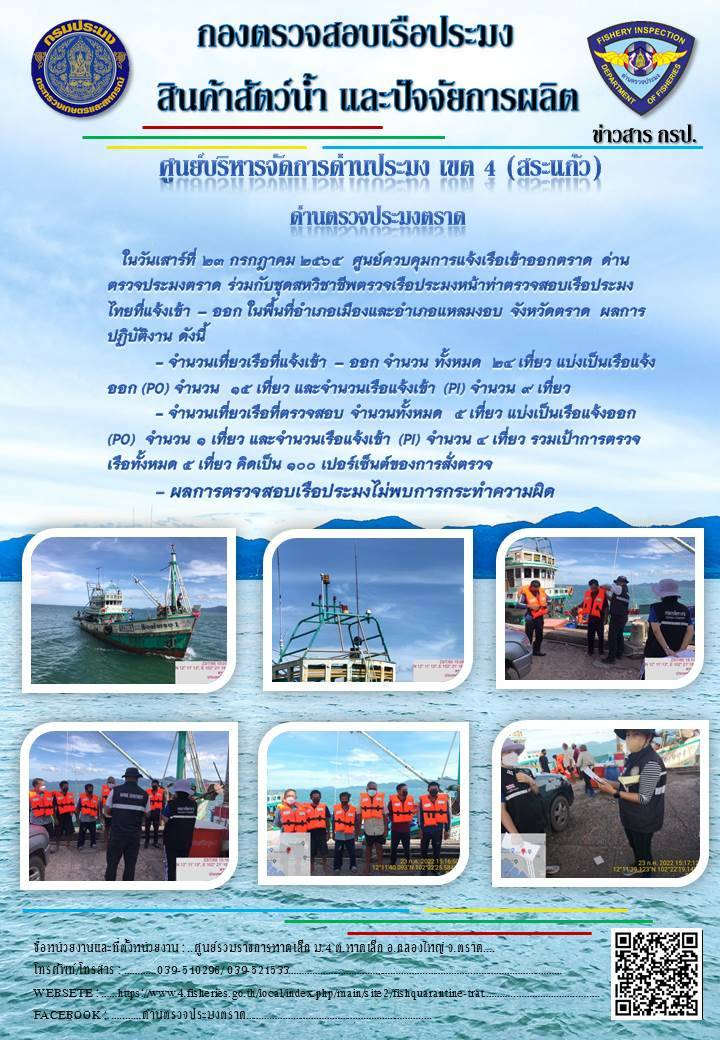 ผลการปฏิบัติงานประจำวันที่ 23 กรกฏาคม 2565..คลิก