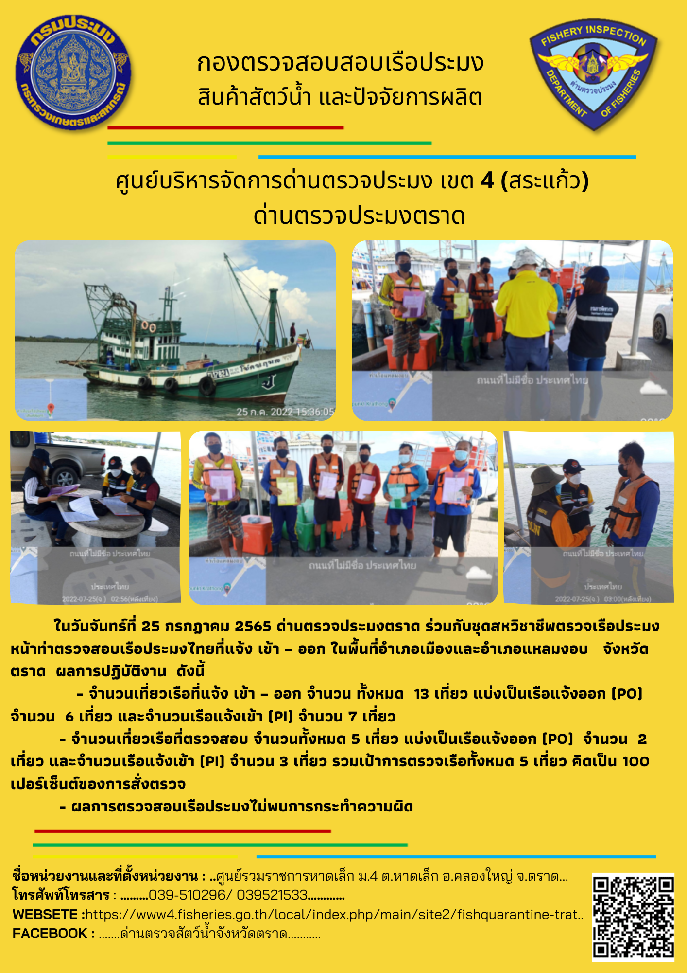 ผลการปฏิบัติงานประจำวันที่ 25 กรกฏาคม 2565..คลิก