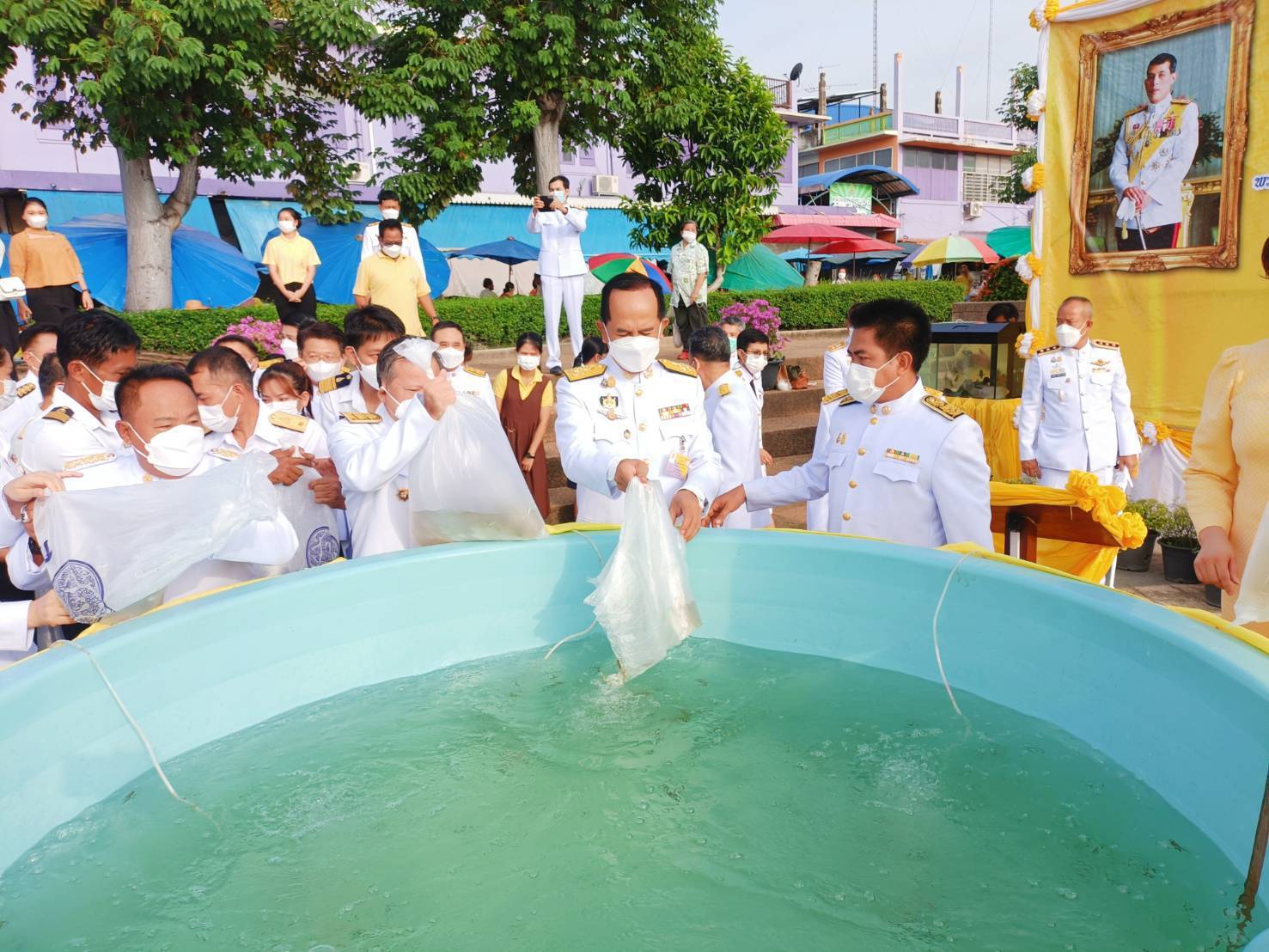 วันที่ (28 กรกฎาคม  65)  นายสุชาติ  ผึ่งฉิมพลี ผูู้อำนวยการศูนย์วิจัยและพัฒนาการเพาะเลี้ยงสัตว์น้ำจืดอุทัยธานี เข้าร่วมกิจกรรมเฉลิมพระเกียรติพระบาทสมเด็จพระเจ้าอยู่หัว เนื่องในโอกาสวันเฉลิมพระชนมพรรษา 28 กรกฎาคม โดยมีนายขจรเกียรติ รักพานิชมณี  ผู้ว่าราชการจังหวัดอุทัยธานี เป็นประธานในและ นายอลงกต วรกี และนายพีระพล ตัณฑโอภาส รองผู้ว่าราชการจังหวัดอุทัยธานี พร้อมด้วย หัวหน้าส่วนราชการ ศาล ทหาร ตำรวจ ชมรมแม่บ้านมหาดไทยจังหวัดอุทัยธานี ร่วมในพิธี..คลิก