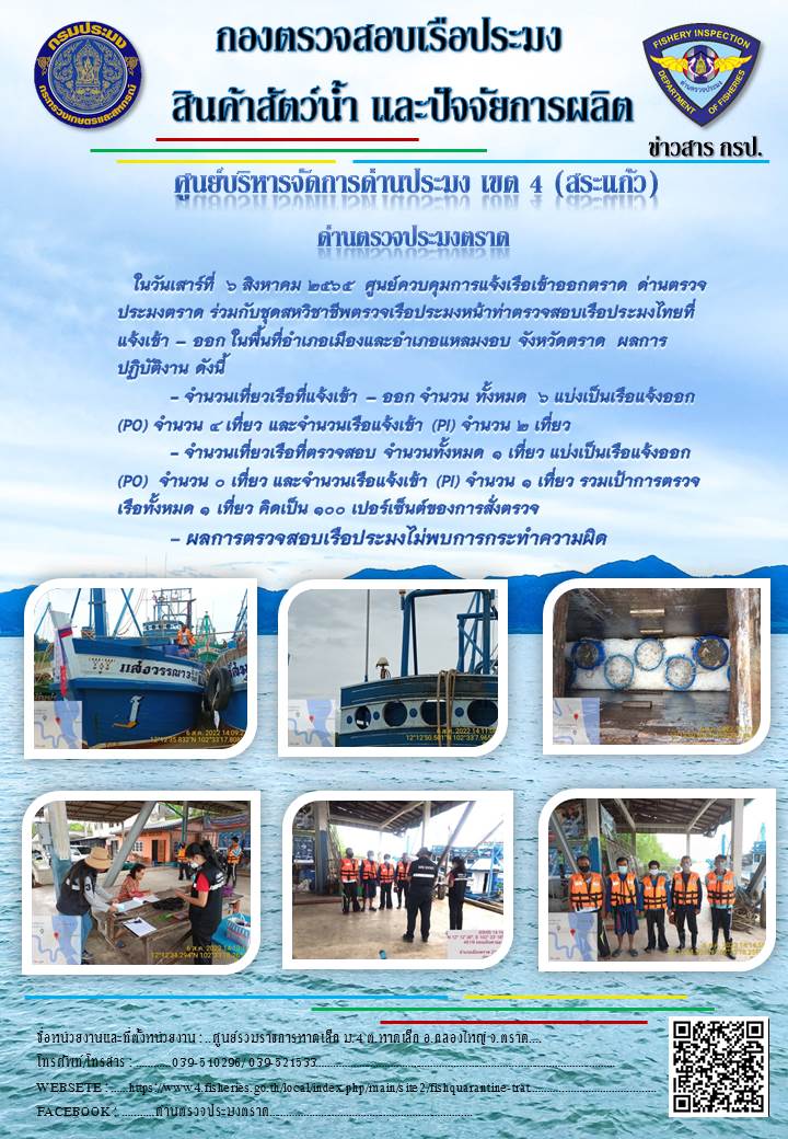ผลการปฏิบัติงานประจำวันที่ 6 สิงหาคม 2565..คลิก