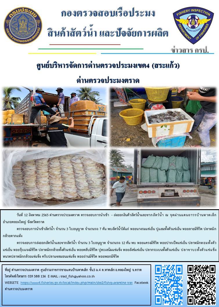 ผลการปฏิบัติงานประจำวันที่ 12 สิงหาคม 2565..คลิก