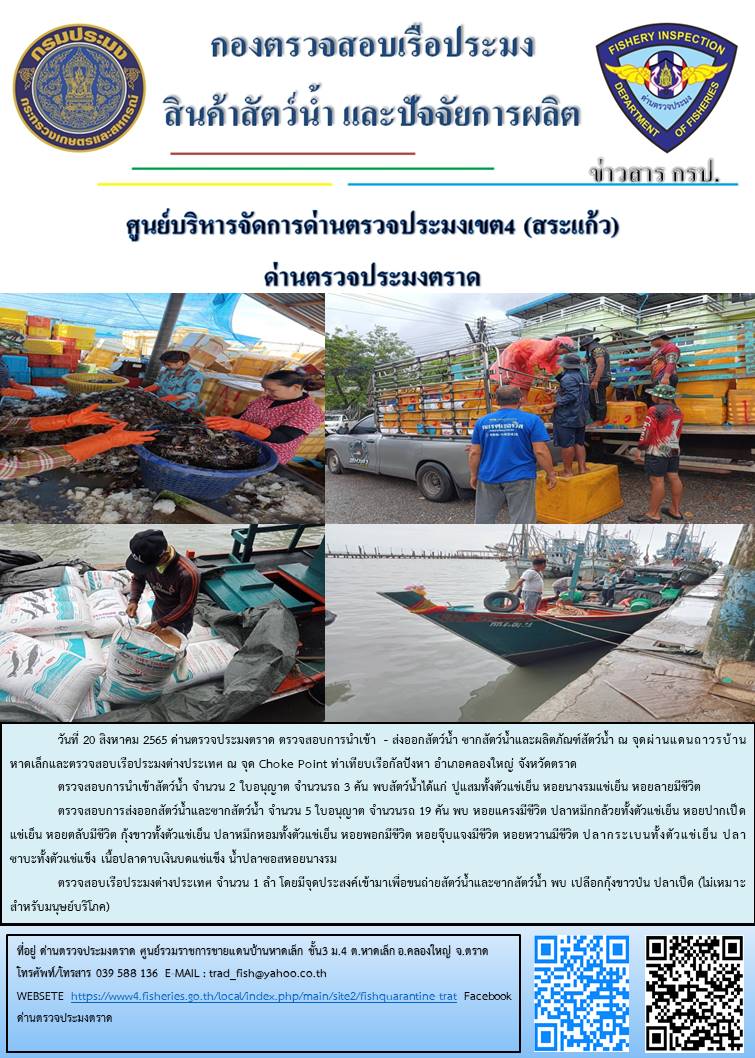ผลการปฏิบัติงานประจำวันที่ 20 สิงหาคม 2565..คลิก