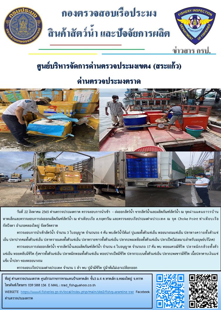 ผลการปฏิบัติงานประจำวันที่ 22 สิงหาคม 2565..คลิก