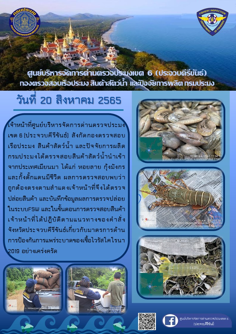 ตรวจสอบสินค้าสัตว์น้ำนำเข้าจากประเทศเมียนมา