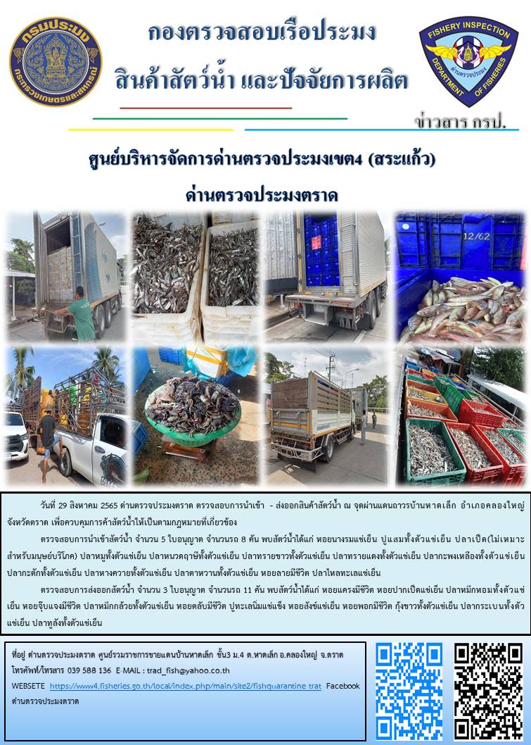 ผลการปฏิบัติงานประจำวันที่ 29 สิงหาคม 2565..คลิก