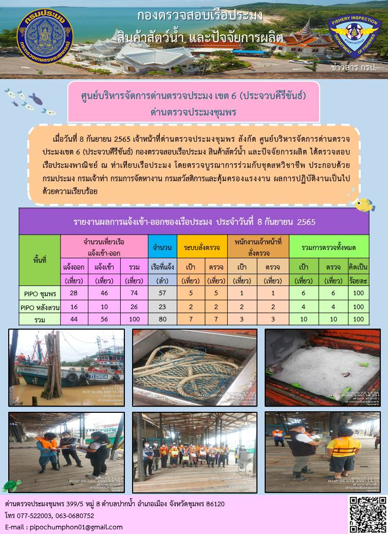 ตรวจสอบเรือประมงพาณิชย์ ณ ท่าเทียบเรือประมง