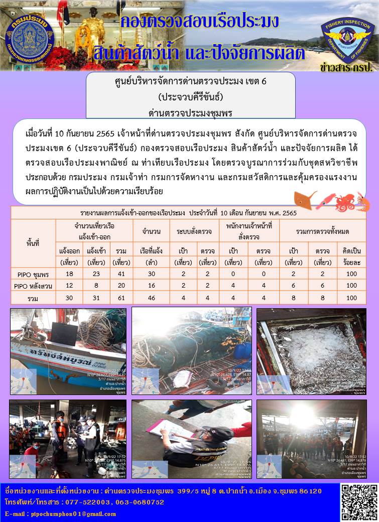 ตรวจสอบเรือประมงพาณิชย์ ณ ท่าเทียบเรือประมง..คลิก