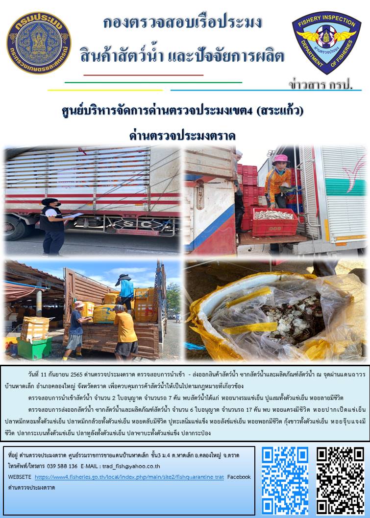 ผลการปฏิบัติงานประจำวันที่ 11 กันยายน 2565..คลิก