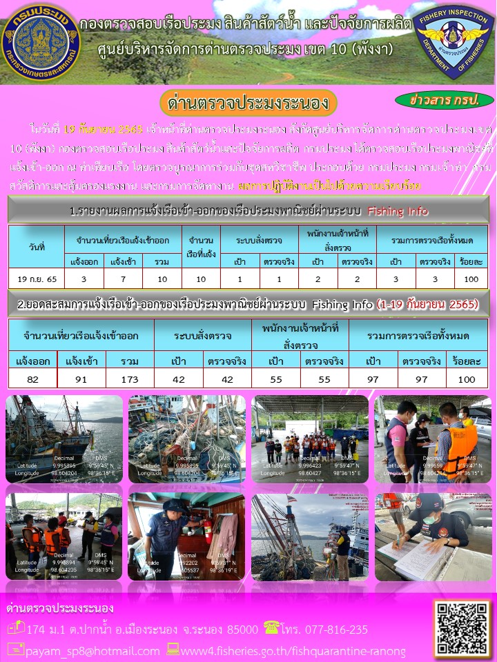 ตรวจสอบเรือประมงพาณิชย์ ณ ท่าเทียบเรือประมง..คลิก