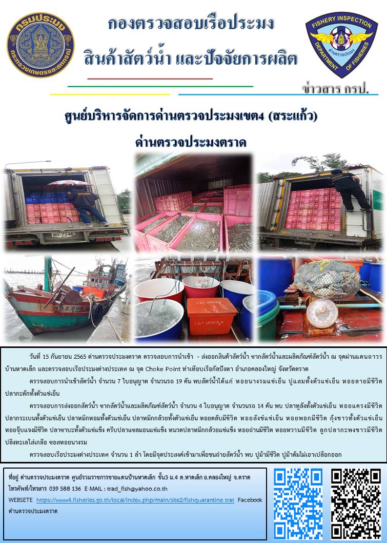 ผลการปฏิบัติงานประจำวันที่ 15 กันยายน 2565..คลิก