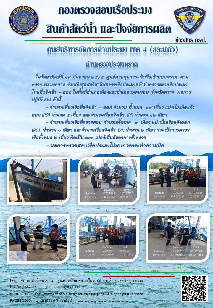 ผลการปฏิบัติงานประจำวันที่ 18 กันยายน 2565..คลิก