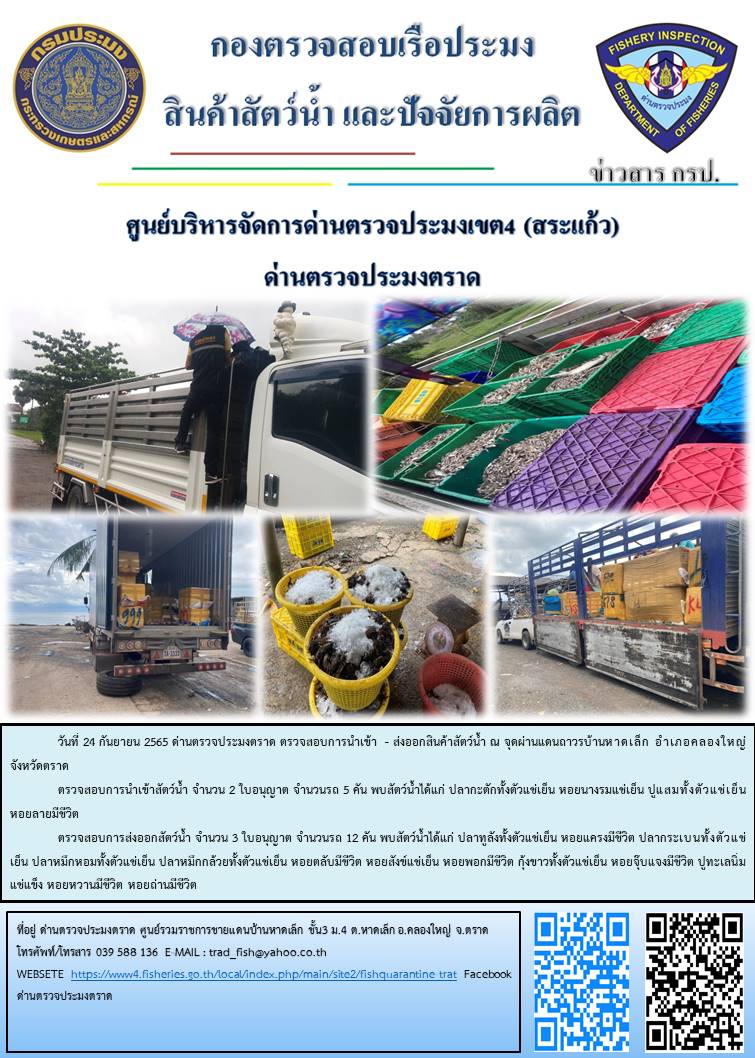 ผลการปฏิบัติงานประจำวันที่ 24 กันยายน 2565..คลิก