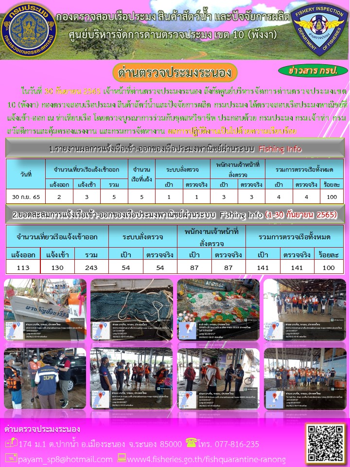 ตรวจสอบเรือประมงพาณิชย์ ณ ท่าเทียบเรือประมง..คลิก