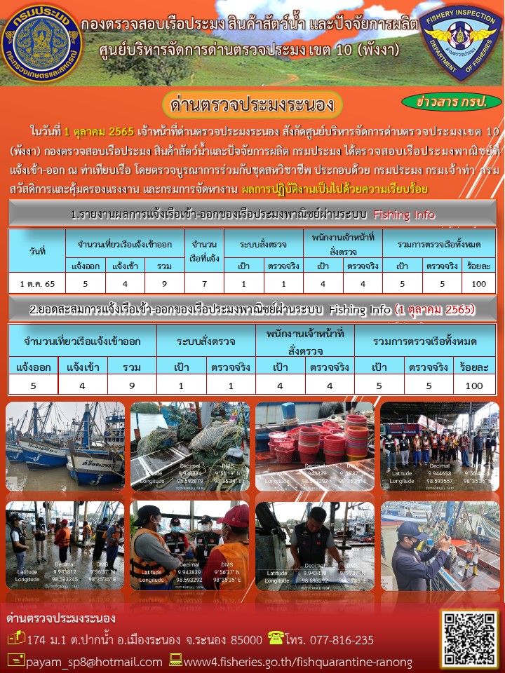 ตรวจสอบเรือประมงพาณิชย์ ณ ท่าเทียบเรือประมง..คลิก