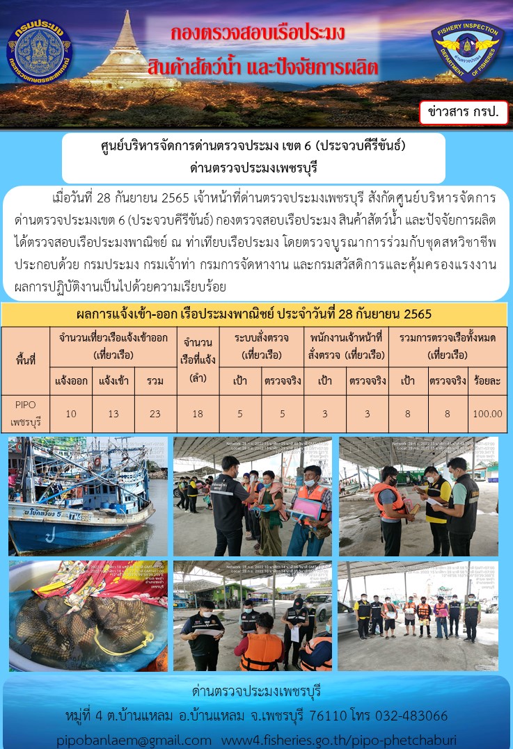 ตรวจสอบเรือประมงพาณิชย์ ณ ท่าเทียบเรือประมง..คลิก