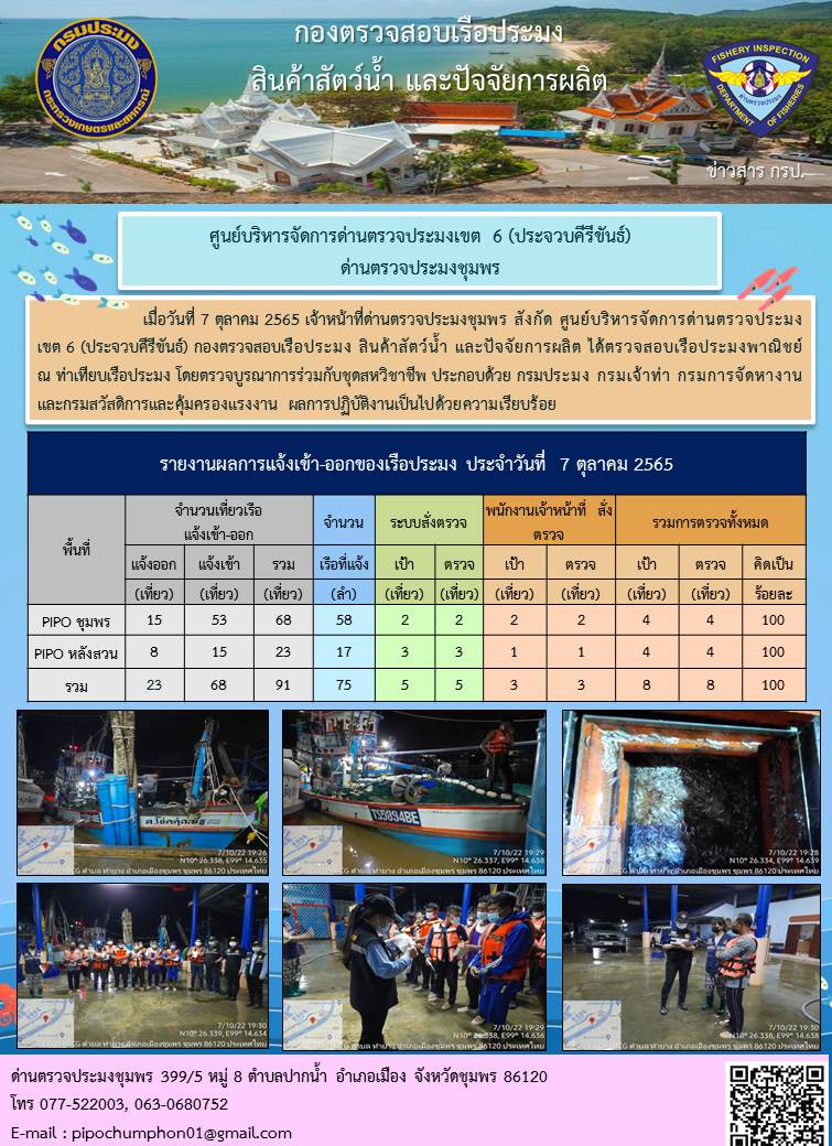 ข่าวสารการปฎิบัติงานประจำวันที่ 7 ตุลาคม 2565..คลิก