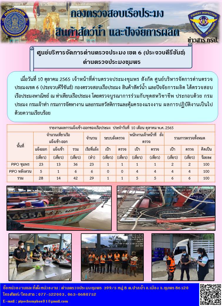 ข่าวสารการปฎิบัติงานประจำวันที่ 10 ตุลาคม 2565..คลิก