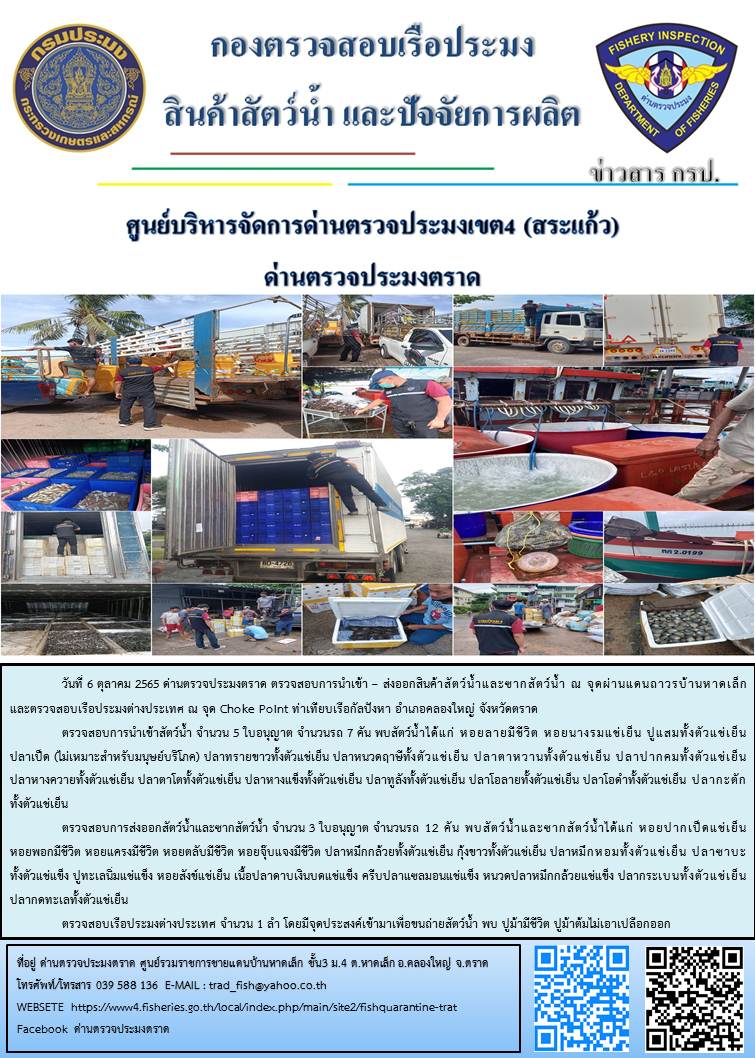 ผลการปฏิบัติงานประจำวันที่ 6 ตุลาคม 2565..คลิก