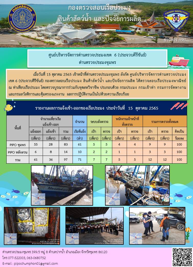 ข่าวสารการปฎิบัติงานประจำวันที่ 15 ตุลาคม 2565..คลิก
