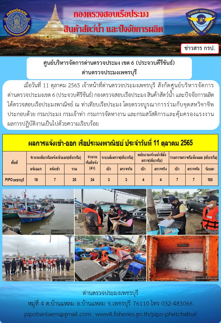 ตรวจสอบเรือประมงพาณิชย์ ณ ท่าเทียบเรือประมง..คลิก