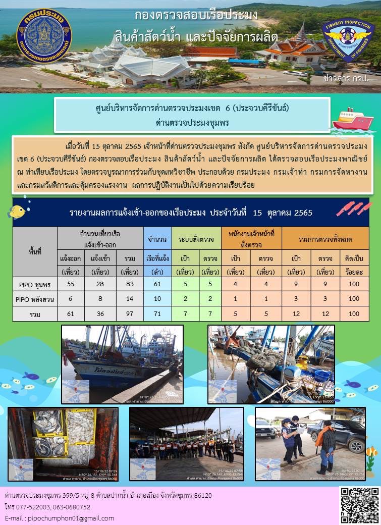 ตรวจสอบเรือประมงพาณิชย์ ณ ท่าเทียบเรือประมง..คลิก