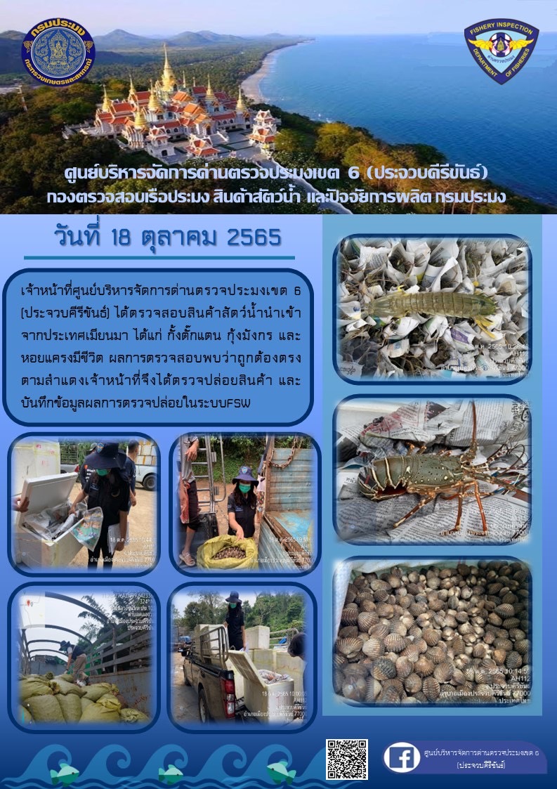 ตรวจสอบสินค้าสัตว์น้ำนำเข้าจากประเทศเมียนมา..คลิก