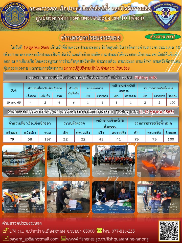 ตรวจสอบเรือประมงพาณิชย์ ณ ท่าเทียบเรือประมง..คลิก