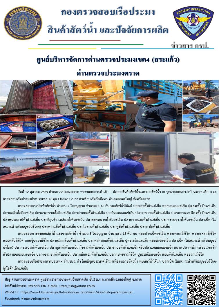 ผลการปฏิบัติงานประจำวันที่ 12 ตุลาคม 2565..คลิก