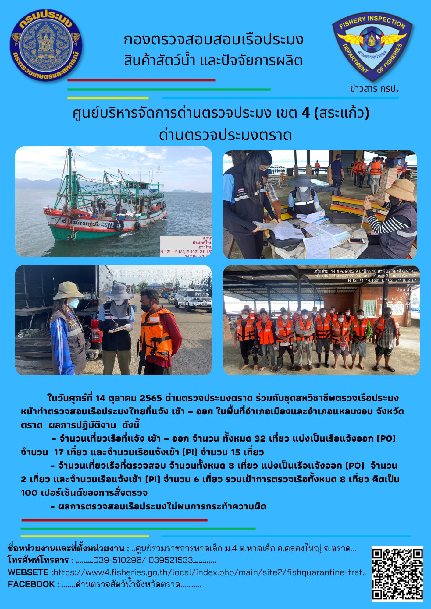ผลการปฏิบัติงานประจำวันที่ 14 ตุลาคม 2565..คลิก